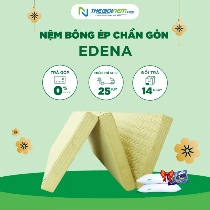 Nệm Bông Ép Edena Chần Gòn Giảm 20% + Tặng 2 Gối Nằm | Thegioinem.com