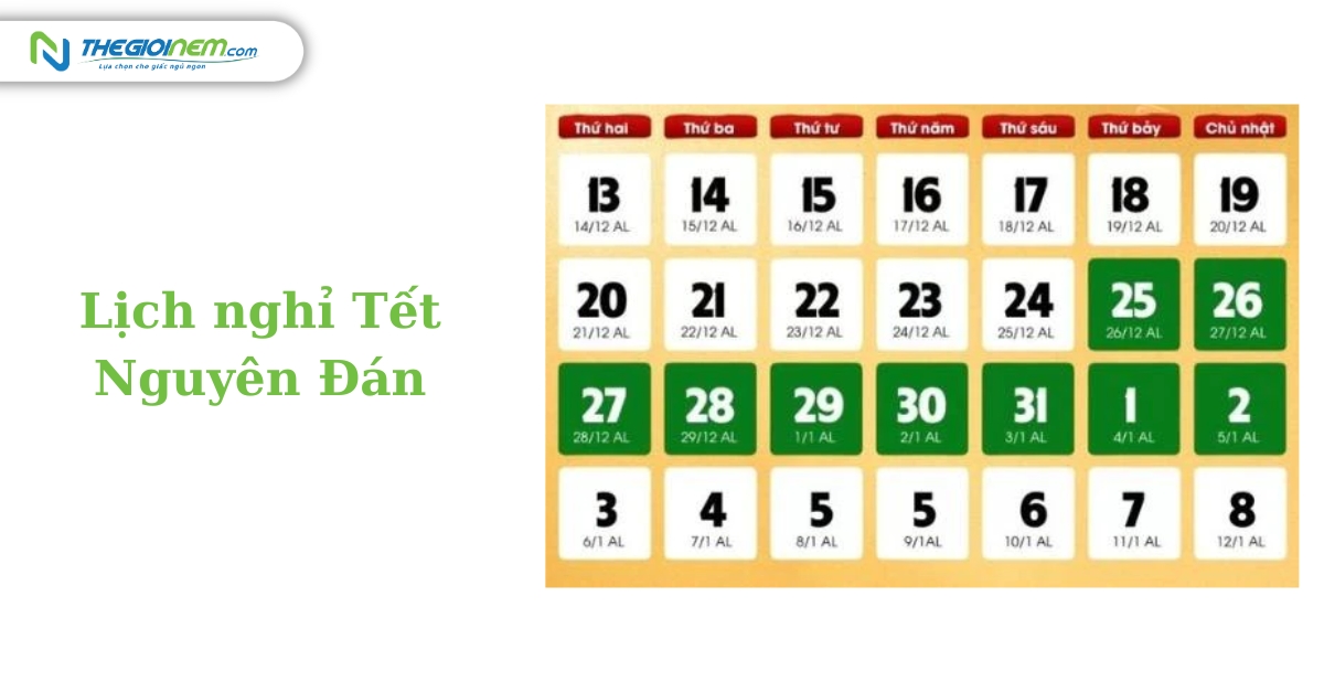 Thời gian nghỉ Tết Nguyên Đán