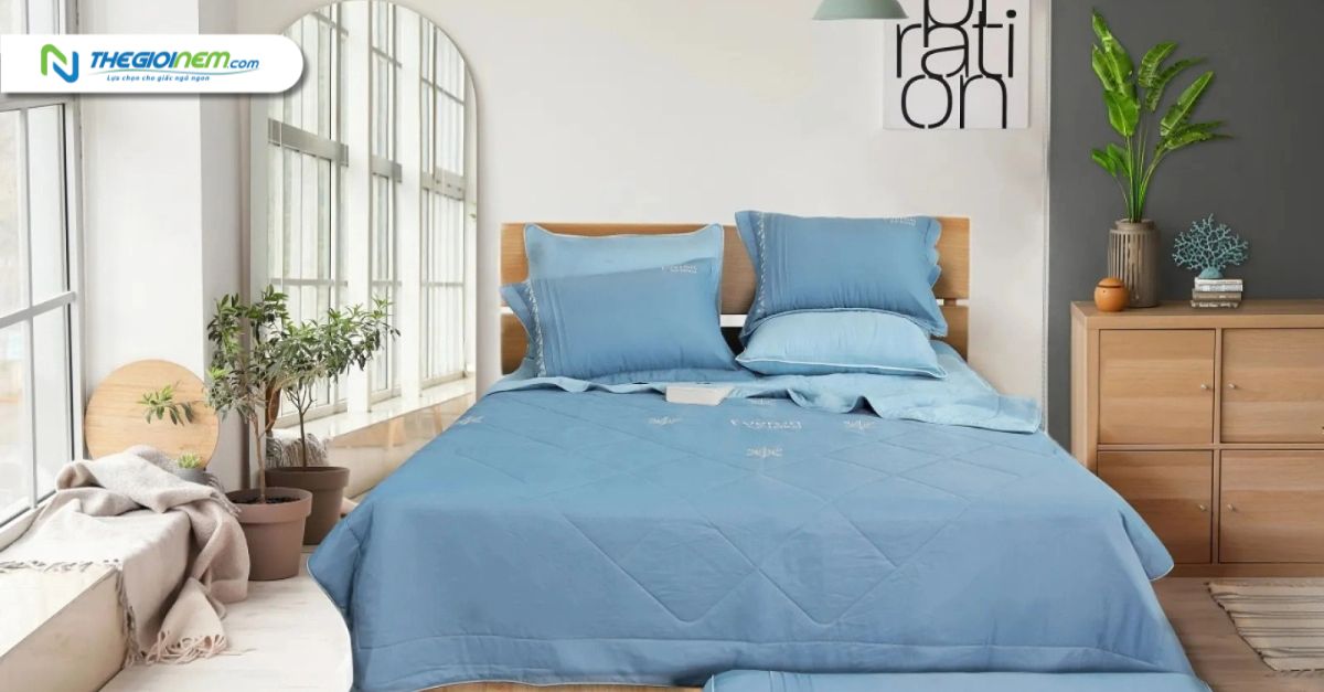 Chọn chăn hè nhẹ cùng bộ ga giường thoáng mát