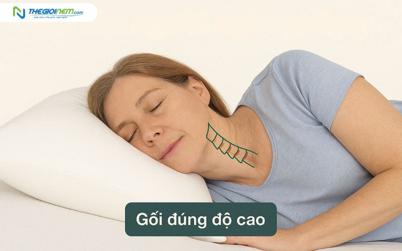 Gối đúng độ cao cho người ngủ nghiêng