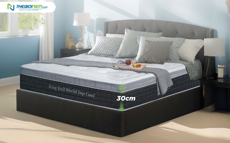 Nệm lò xo túi King Koil World Top Cool sang trọng, mát mẻ