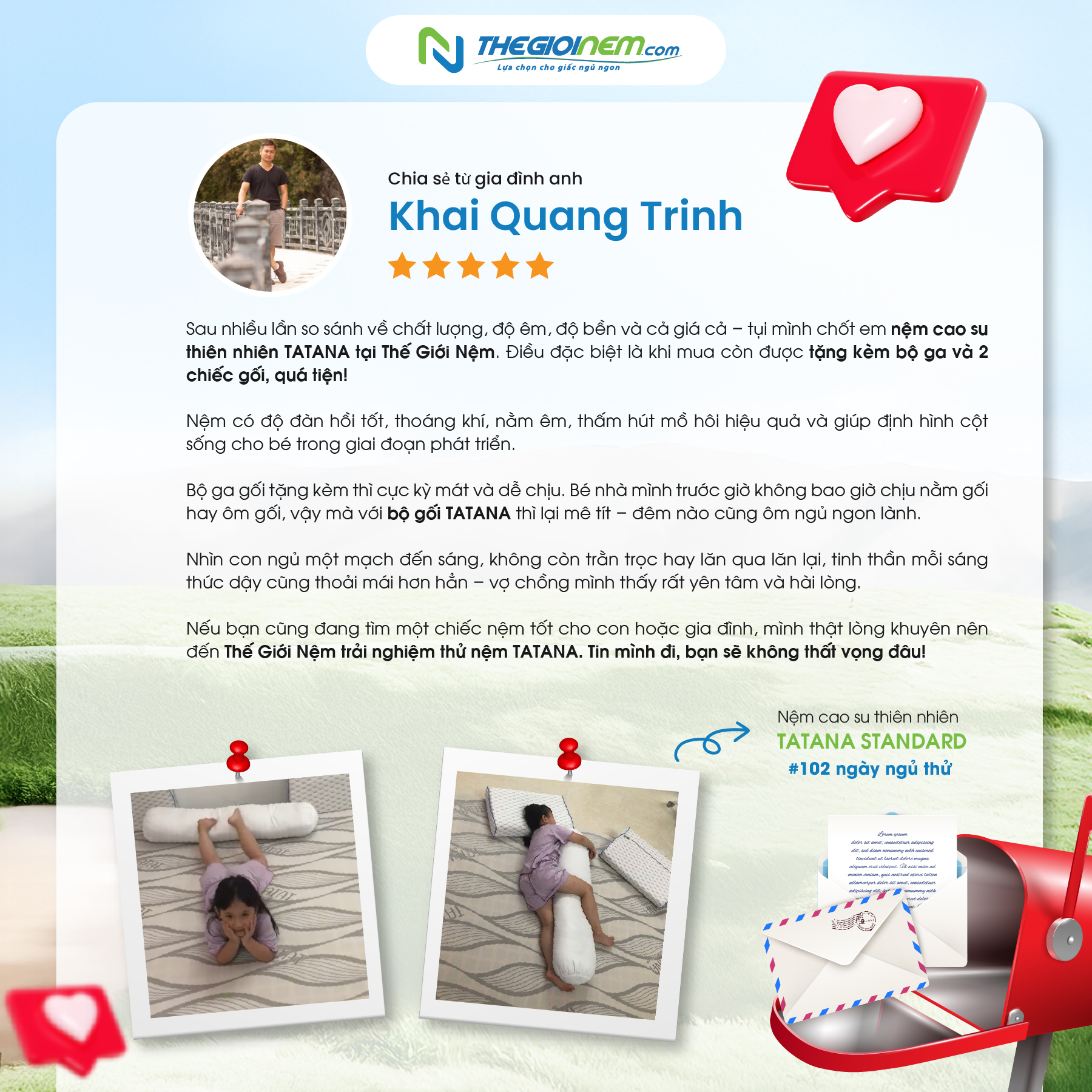 Khách hàng chia sẻ cảm nhận khi dùng nệm Standard 1