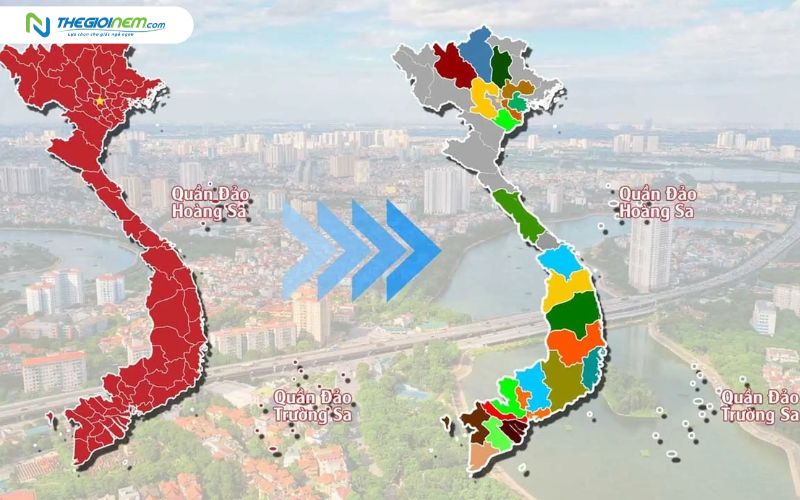 Bản đồ Việt Nam sau sát nhập
