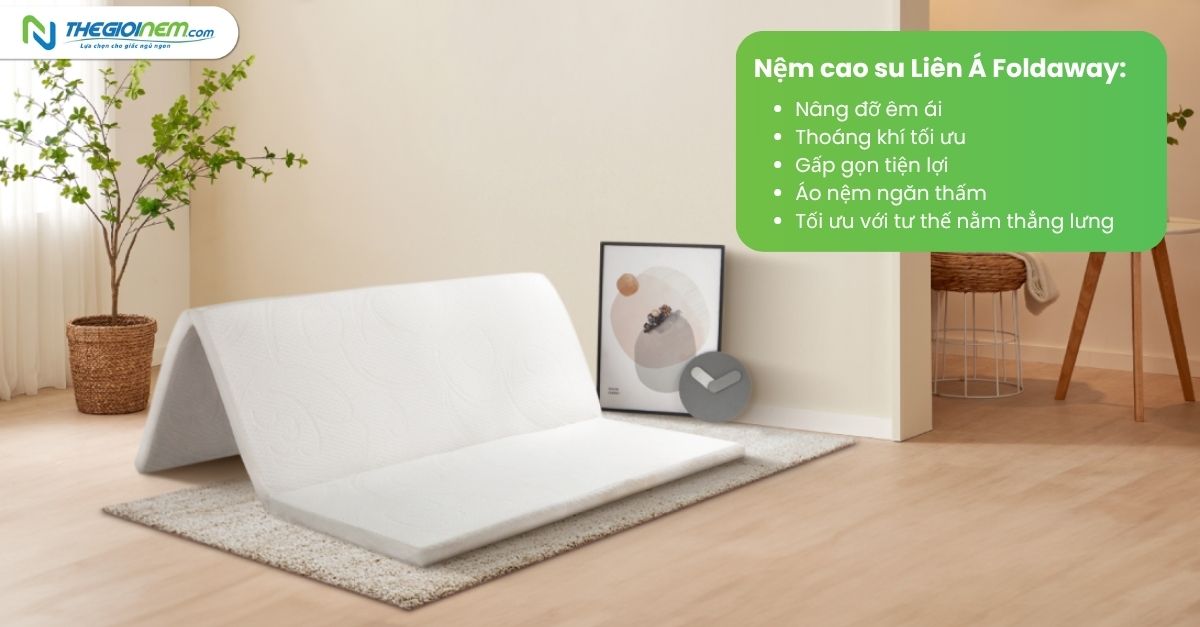 Nệm cao su Liên Á gấp 3 Foldaway