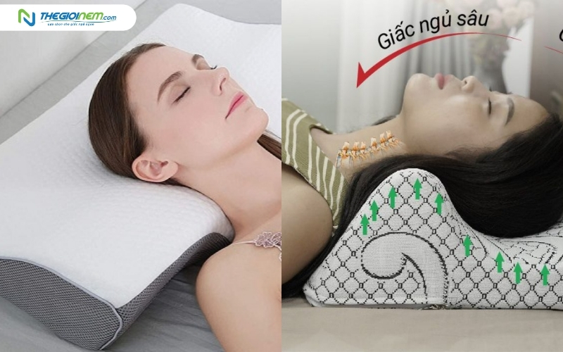 Gối chỉnh hình thiết kế cong hỗ trợ cổ cho người thoái hóa đốt sống