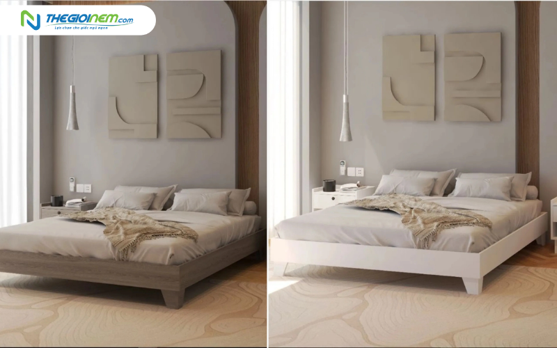 Giường Divan gỗ chân thấp Tatana