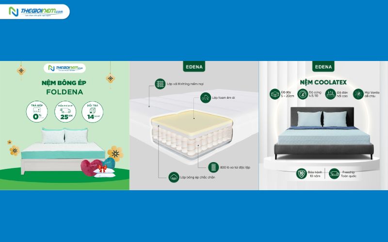 Đại Lý Chăn-Drap-Gối- Nệm Edena Chính Hãng Tại Long An