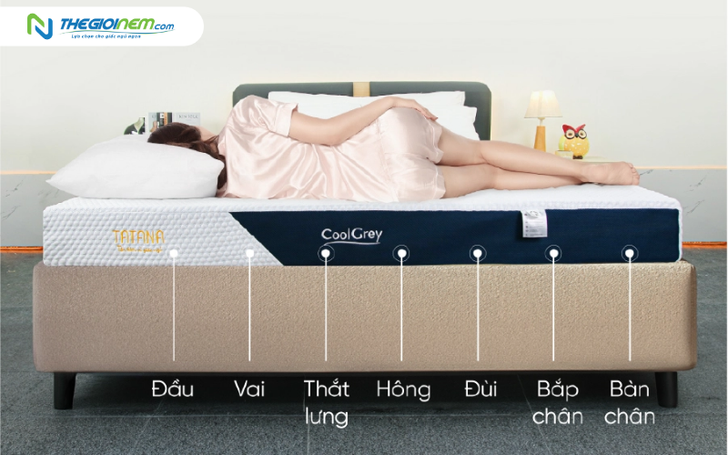 Nệm cao su thiên nhiên than hoạt tính TATANA Cool Grey