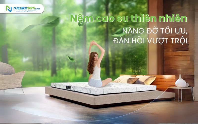 Nệm cao su thiên nhiên nâng đỡ tối ưu, đàn hồi vượt trội