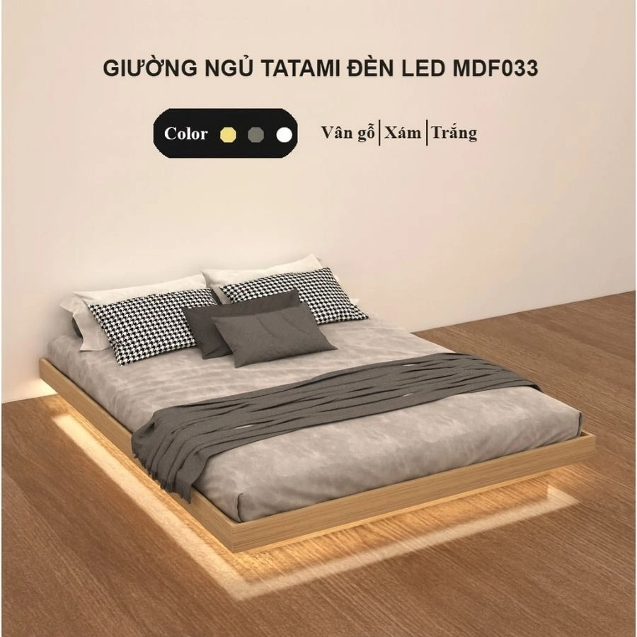 Giường gỗ MDF có đèn LED