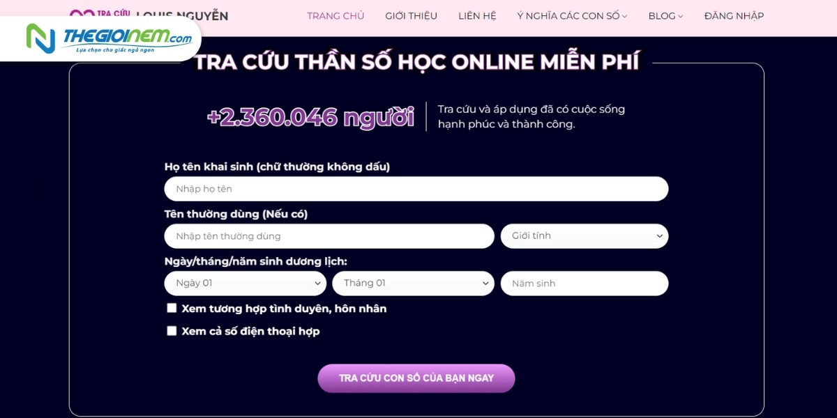 Cách tra cứu thần số học online miễn phí - Thế Giới Nệm