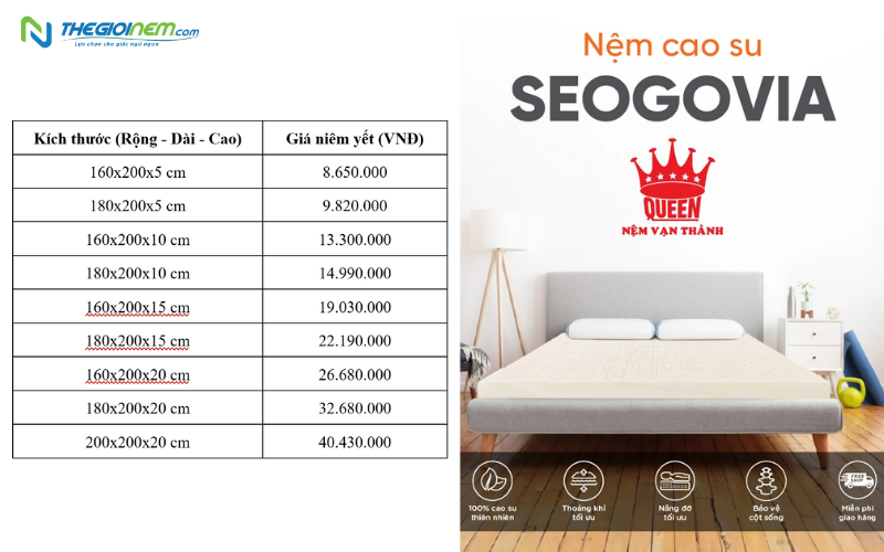 Giá nệm cao su Vạn Thành Unique