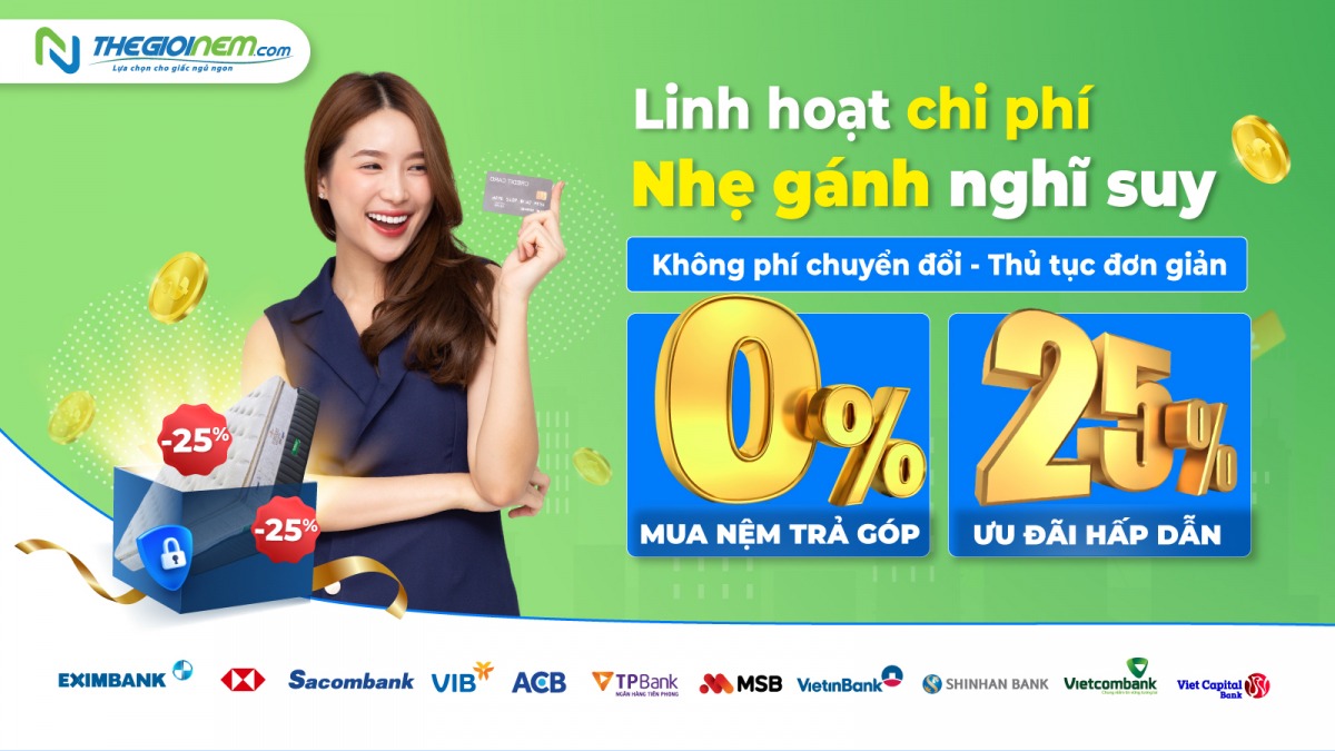 Mua nệm trả góp 0% lãi suất tại Bến Lức, Long An