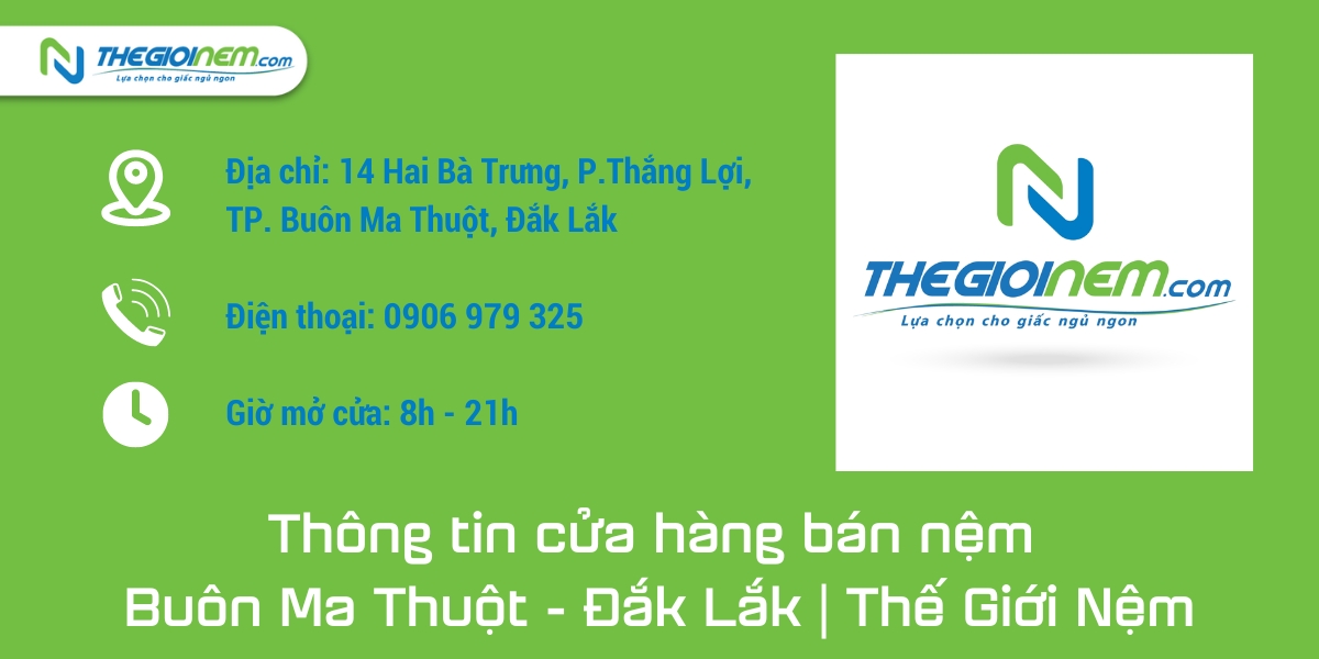 Thông tin cửa hàng bán nệm Buôn Ma Thuột - Đắk Lắk l Thế Giới Nệm