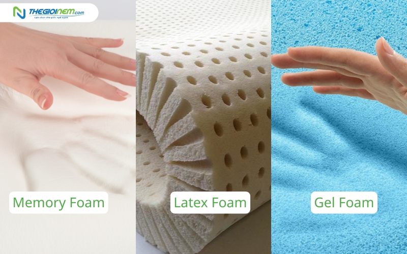 Memory, latex và gel foam