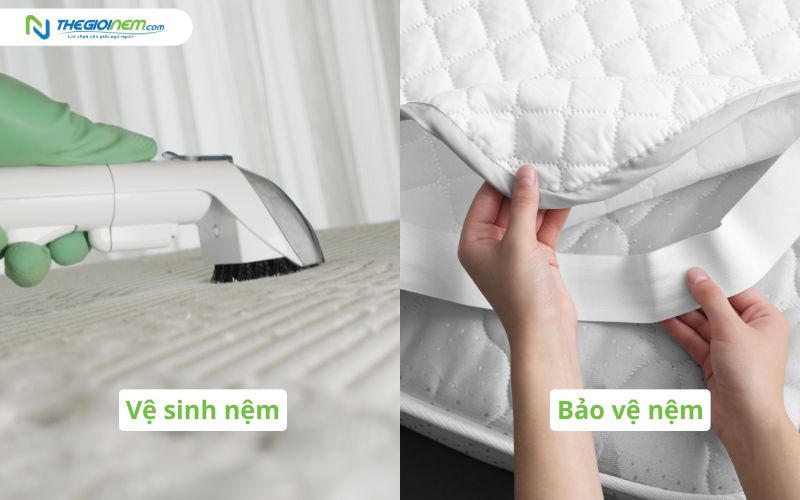 Vệ sinh nệm, dùng topper để bảo vệ nệm