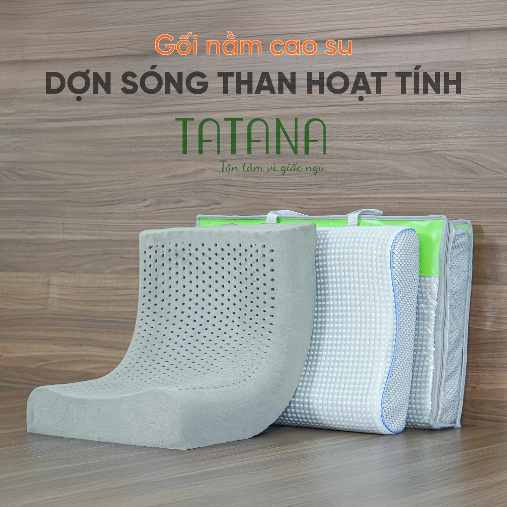 Gối cao su dợn sóng massage than hoạt tính Tatana 1