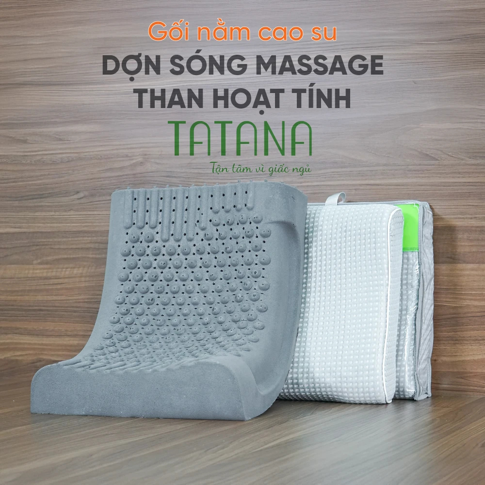 Gối cao su dợn sóng massage than hoạt tính Tatana 1
