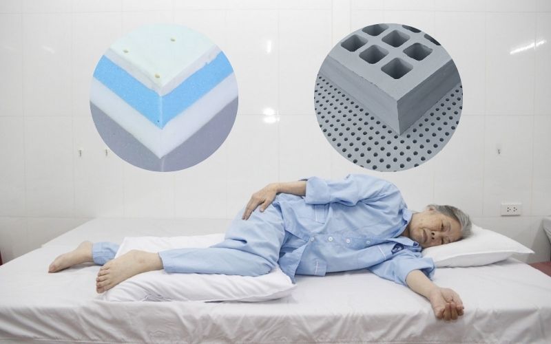 Người bị liệt có thể xoay người, ngồi dậy có thể sử dụng nệm foam hoặc cao su thiên nhiên