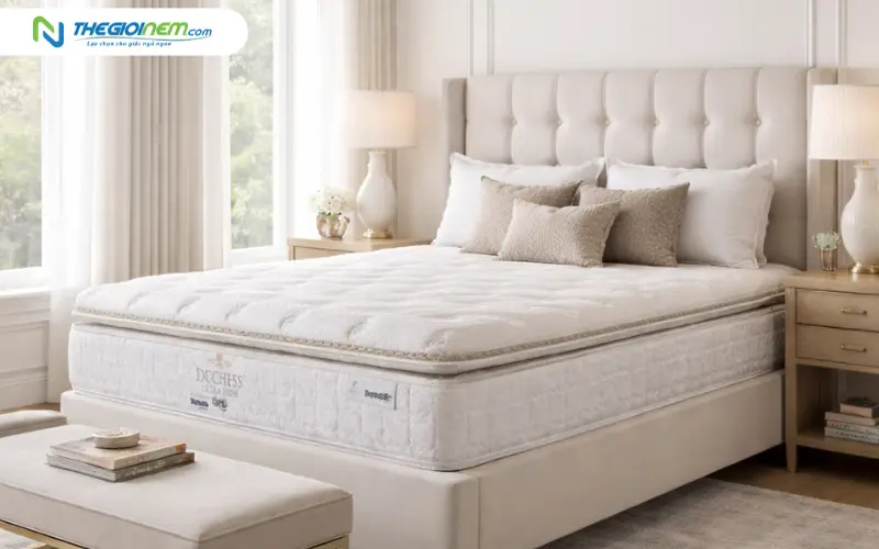 chiều cao nệm và tính thẩm mỹ phòng ngủ