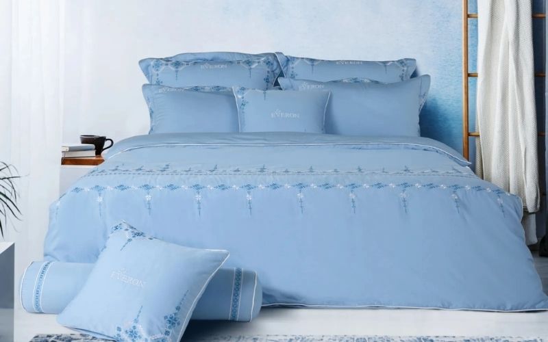 Bộ chăn ga màu xanh biển