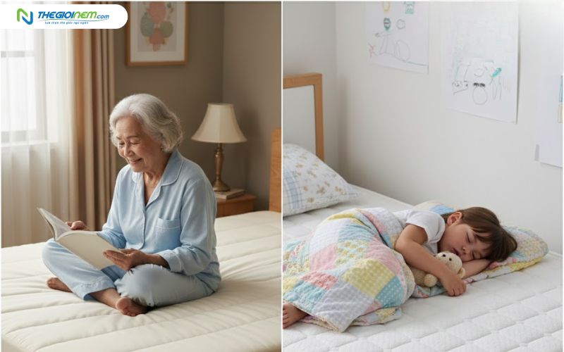 Chọn nệm phù hợp cho người già và trẻ nhỏ