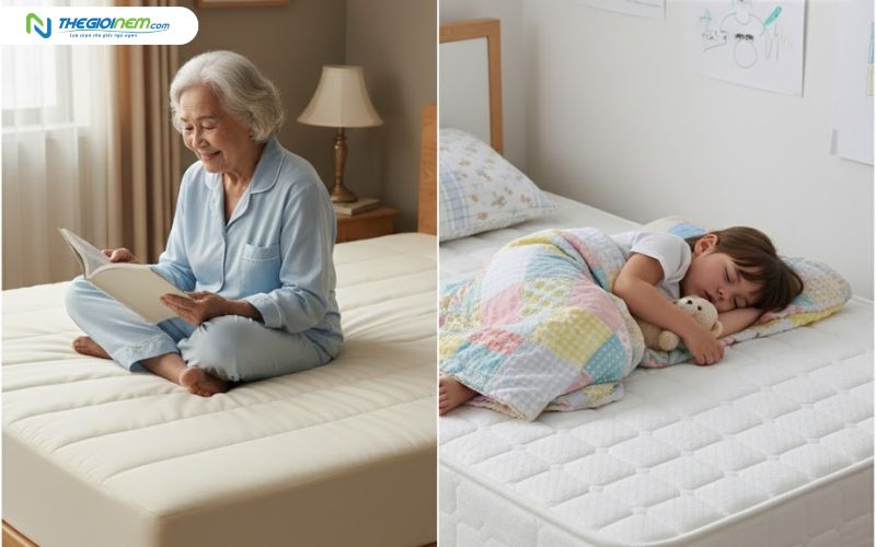 Chọn nệm phù hợp cho người già, trẻ nhỏ,...