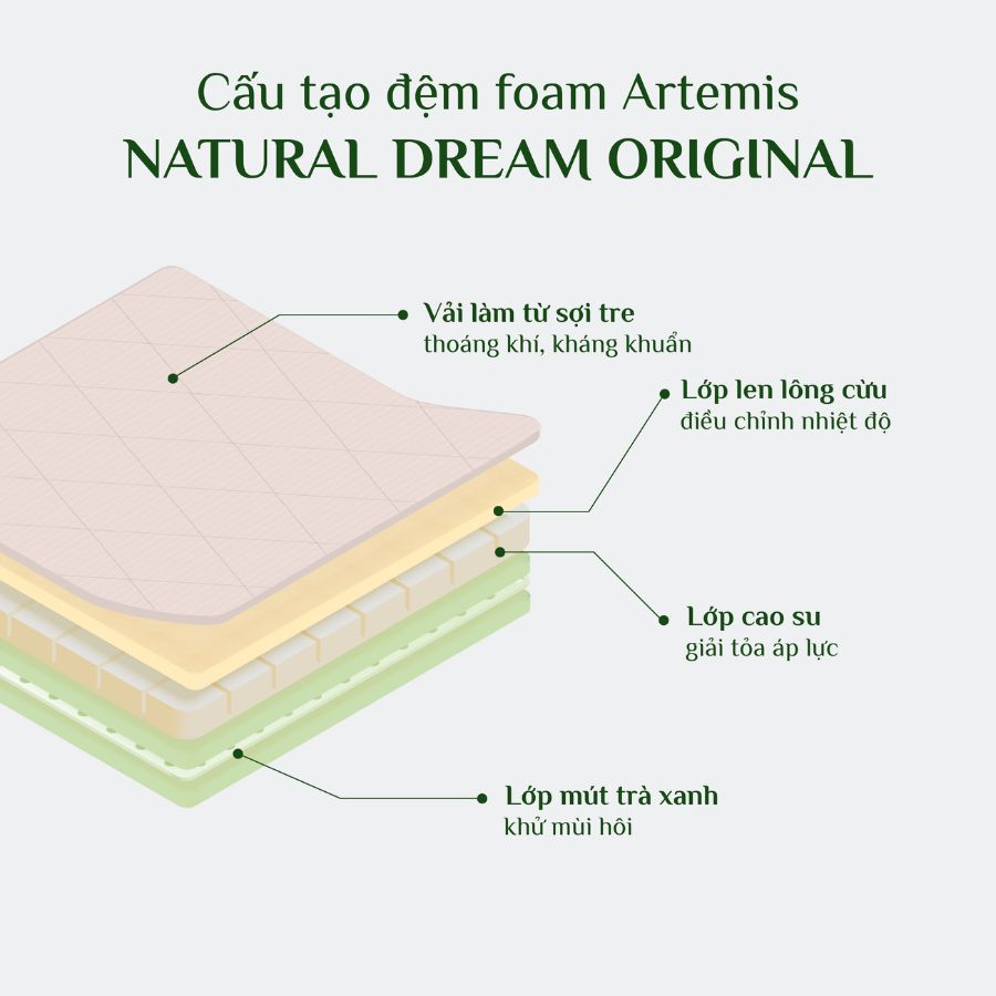 Cấu tạo Nệm foam Artemis Nature Dream Original