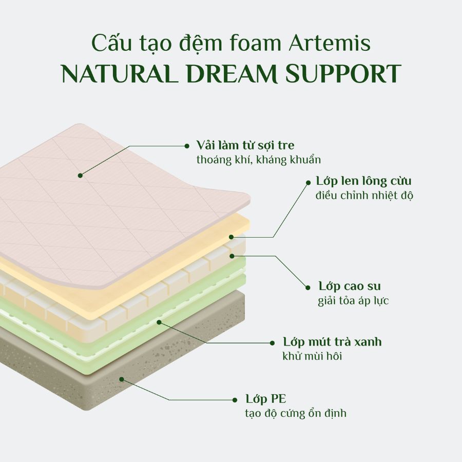 Cấu tạo Nệm foam Artemis Nature Dream Support