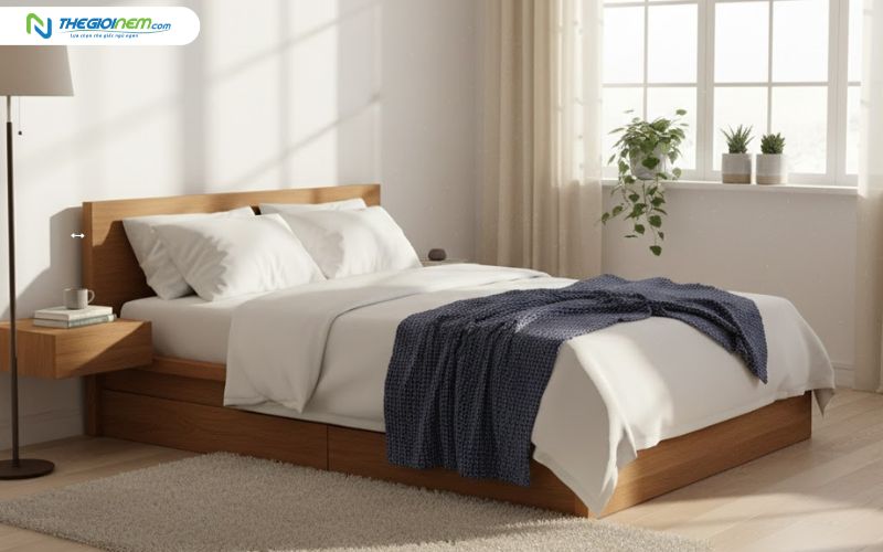 Khi đặt giường nên kê cách tường 5-10cm