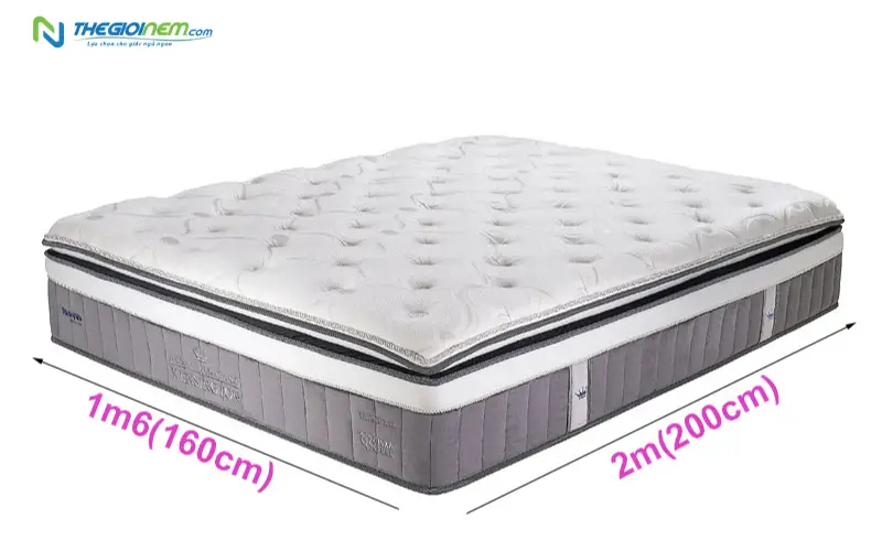 Kích thước chi tiết nệm 1m6