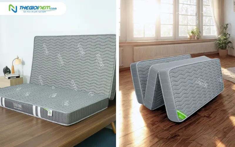 Nệm cao su tổng hợp vải gấm lạnh TATANA gấp 2, gấp 3 tiện lợi