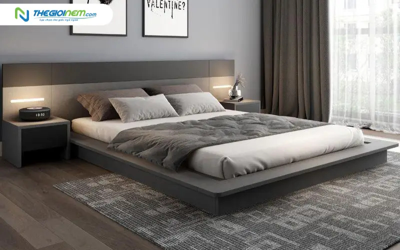 Giường gỗ bệt Châu Âu kèm tab Tatana MDF037