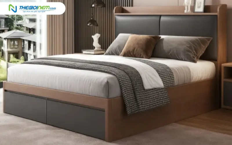 Giường gỗ thông minh bọc nệm Tatana MDF027