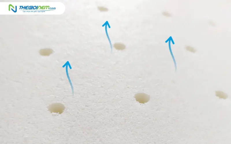 Khả năng thoáng khí nhờ cấu trúc bọt hở và lỗ thông hơi