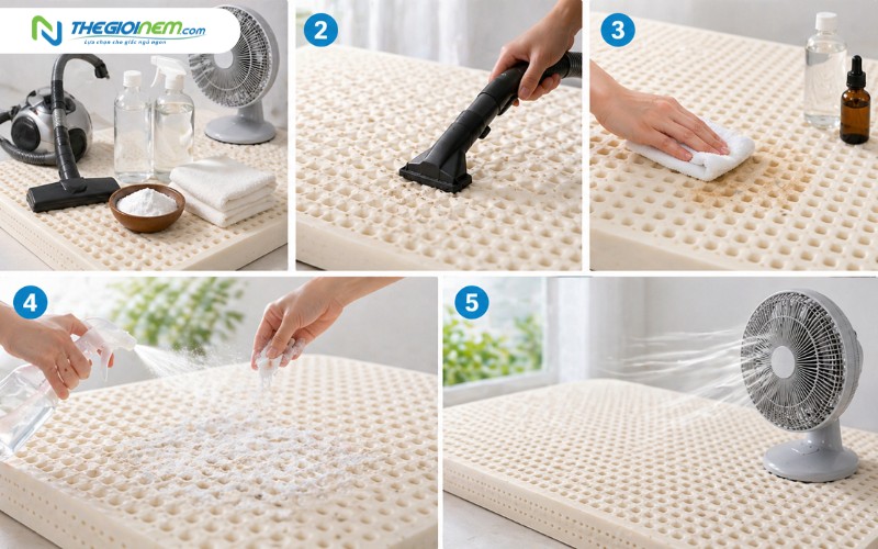 Quy trình 5 bước vệ sinh nệm cao su tại nhà
