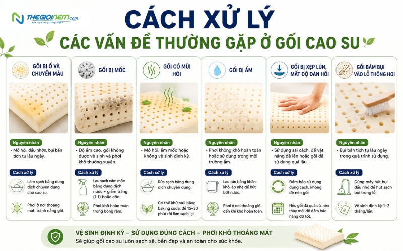 Cách xử lý một số vấn đề thường gặp ở gối cao su