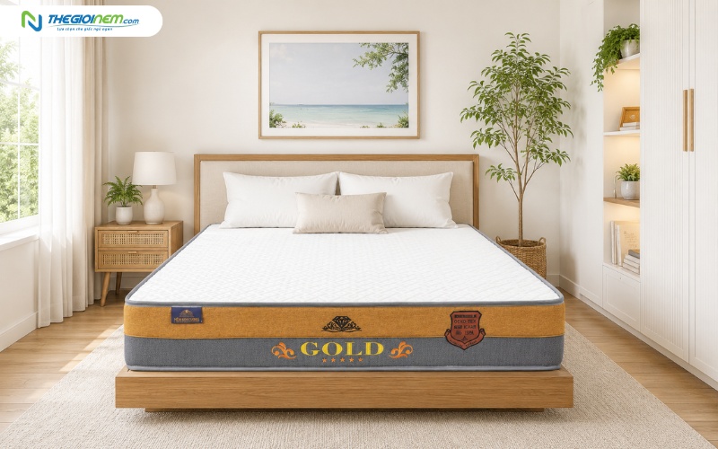 Nệm lò xo túi cao su Gold 2 Viền Kim Cương