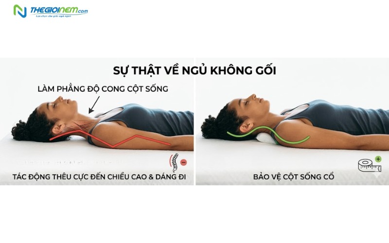Nằm không gối có tốt, có tăng chiều cao