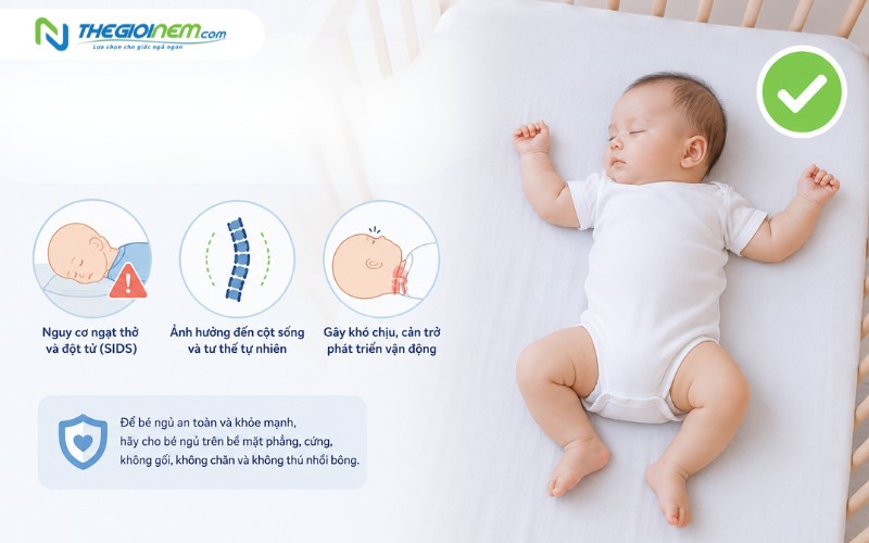 Nguy cơ khi cho trẻ nằm ngủ gối