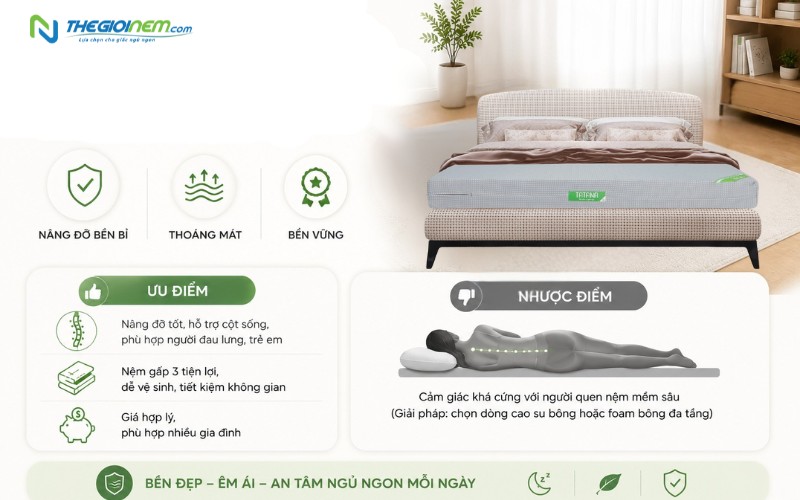 Đánh giá chi tiết nệm bông ép TATANA