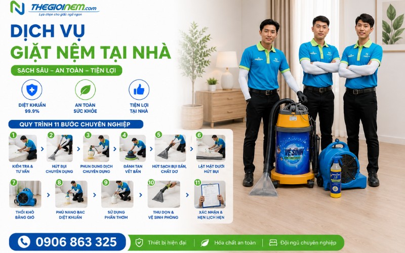 Quy trình giặt nệm 11 bước chuẩn y khoa