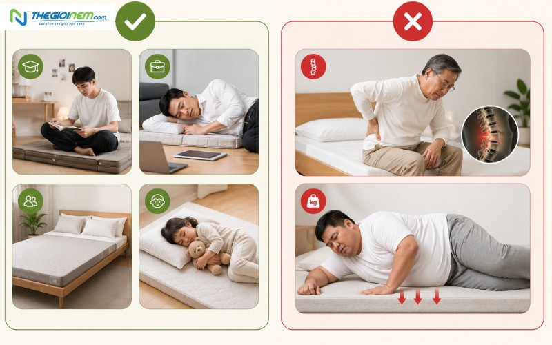 Ai nên và không nên sử dụng nệm phân khúc này?