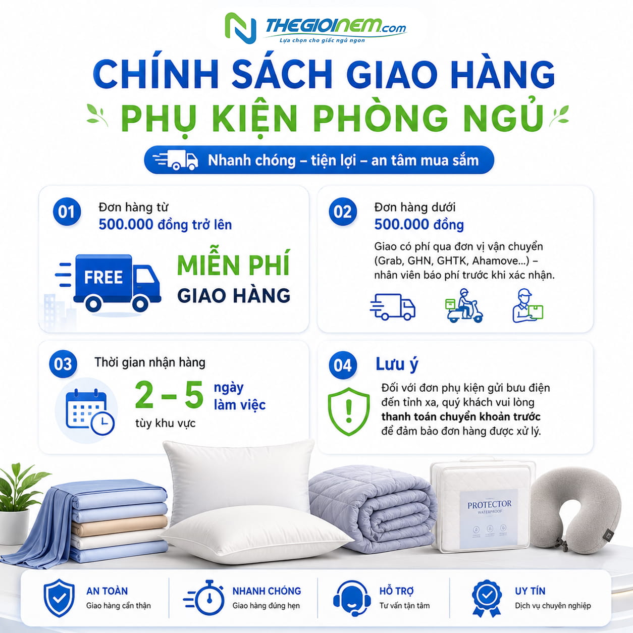 chính sách vận chuyển phụ kiện phòng ngủ