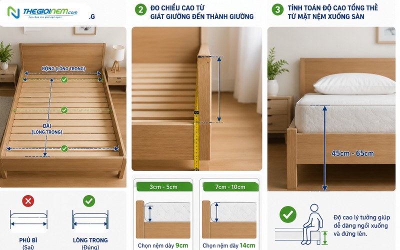 cách đo giường để chọn kích thước nệm Everon chuẩn xác