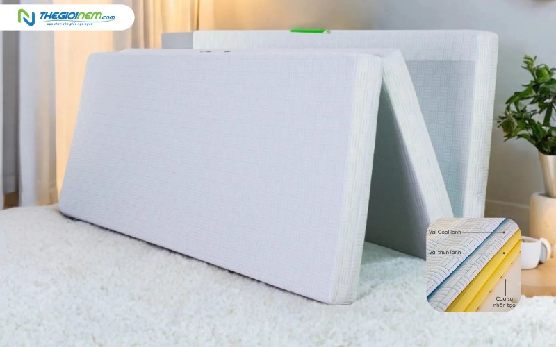 Nệm cao su nhân tạo mát lạnh gấp 3 TATANA