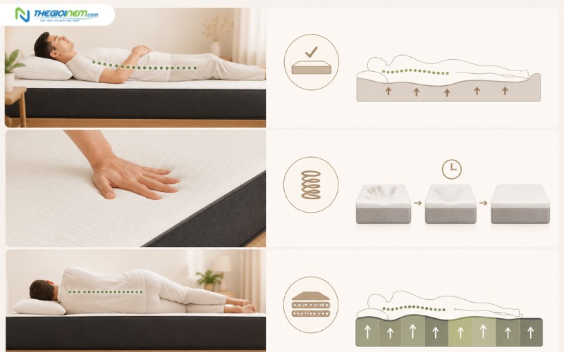 tiêu chí quan trọng khi chọn nệm cho người đau lưng