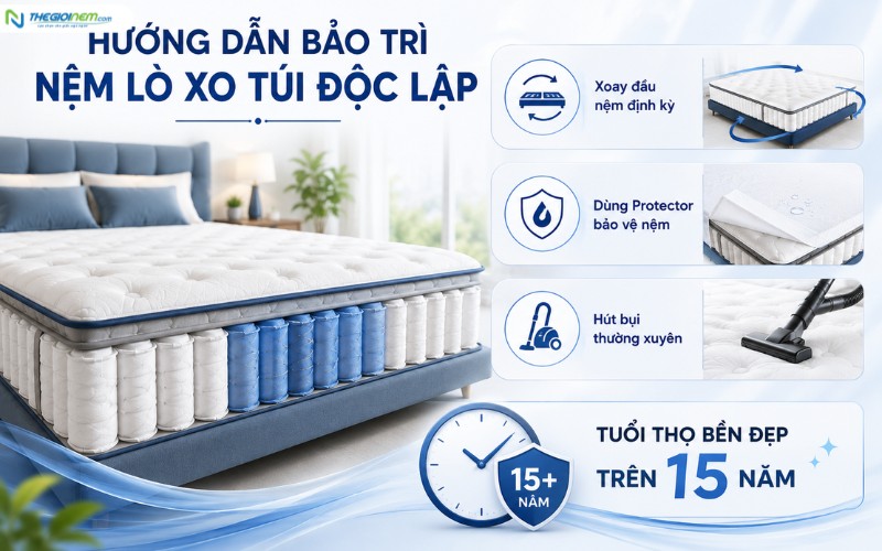 Hướng dẫn vệ sinh và bảo trì nệm lò xo túi độc lập