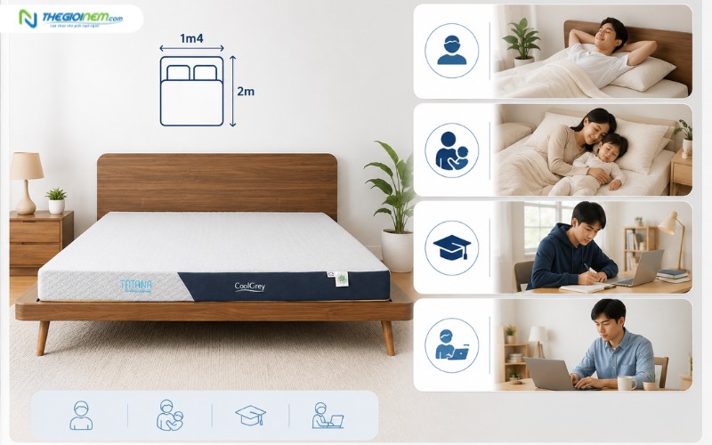 Nệm 1m4x2m phù hợp với ai?
