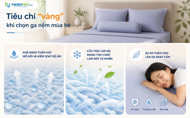 Tiêu chí &amp;quot;vàng&amp;quot; khi chọn ga nệm mùa hè